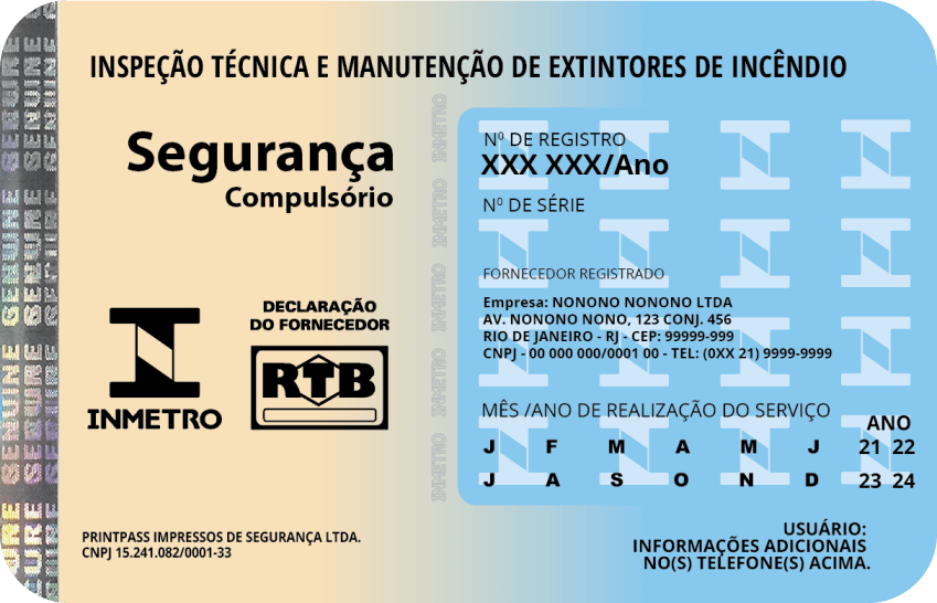 Exemplo de selo com certificado Inmetro